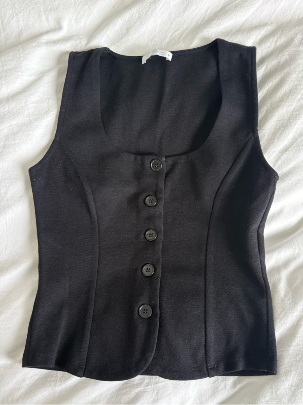 Zara Black Button-Front Sleeveless Top
